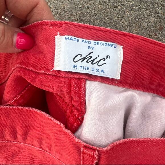 Vintage 80s 90s Chic Coral Red High Waist Taper Ankle Mom Jeans 26” waist - Picture 6 of 9